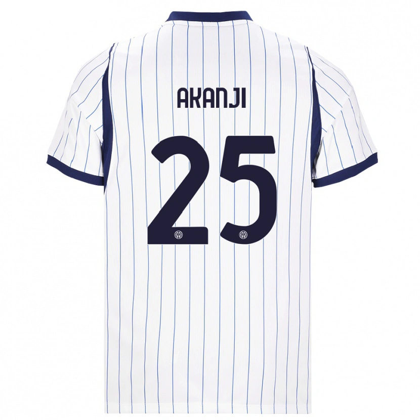 Danxen Femme Maillot Manuel Akanji #25 Blanc Bleu Marine Tenues Extérieur 2026/27 T-Shirt