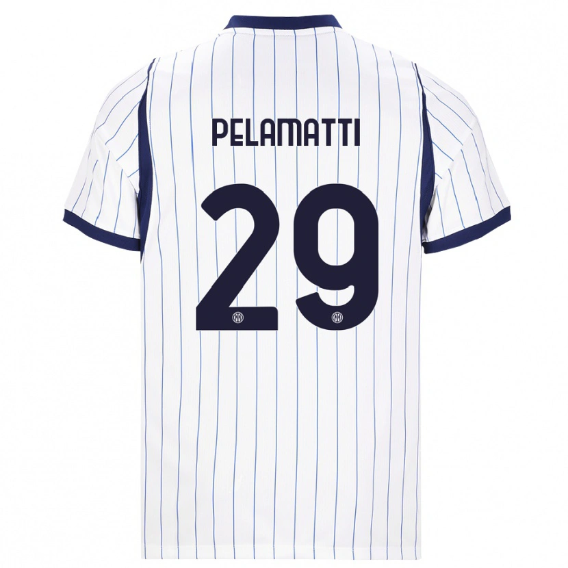 Danxen Femme Maillot Andrea Pelamatti #29 Blanc Bleu Marine Tenues Extérieur 2026/27 T-Shirt