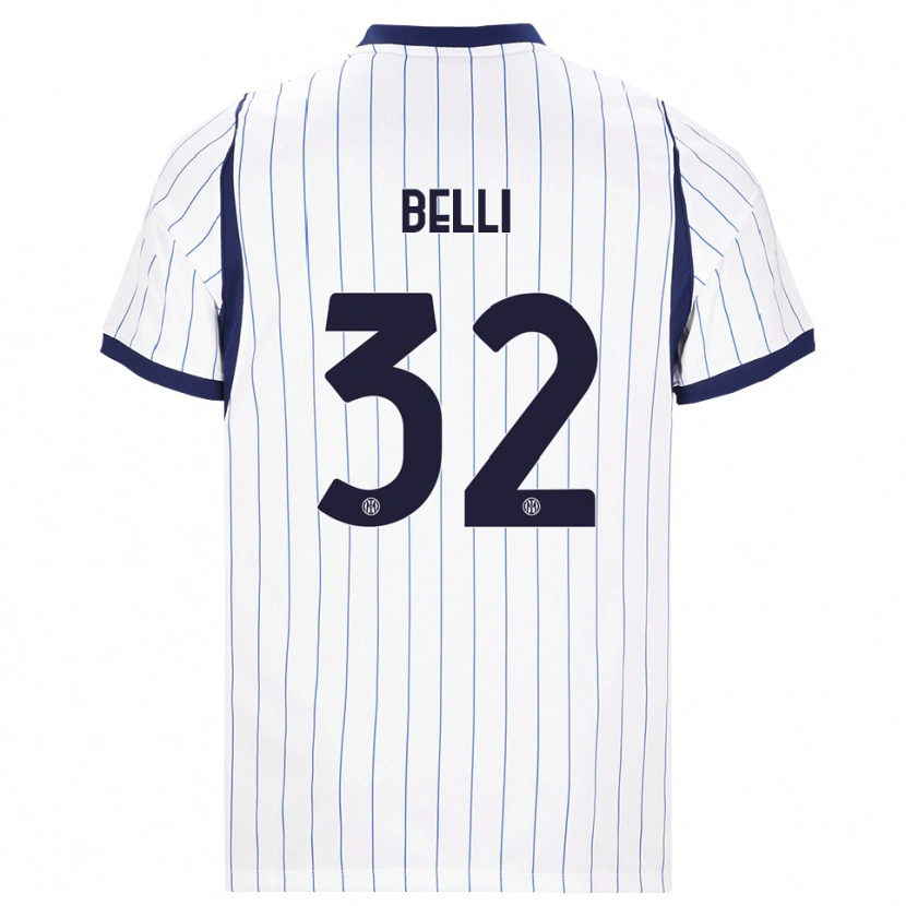 Danxen Femme Maillot Elena Belli #32 Blanc Bleu Marine Tenues Extérieur 2026/27 T-Shirt