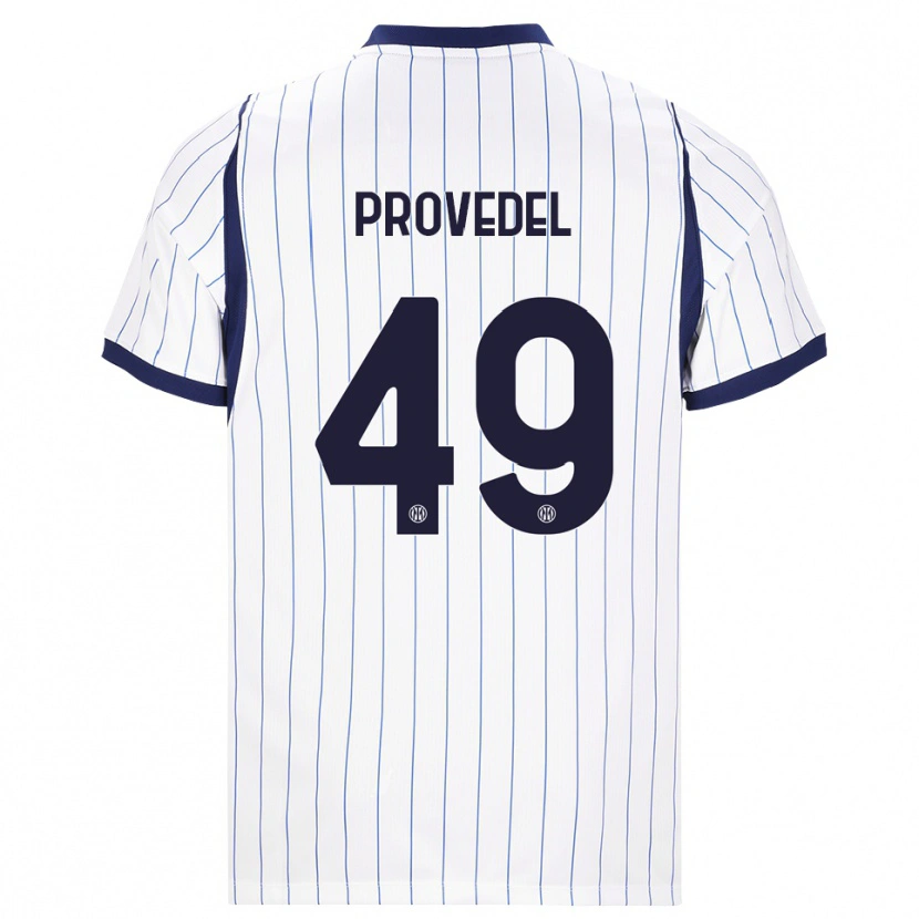 Danxen Femme Maillot Ivan Provedel #49 Blanc Bleu Marine Tenues Extérieur 2026/27 T-Shirt