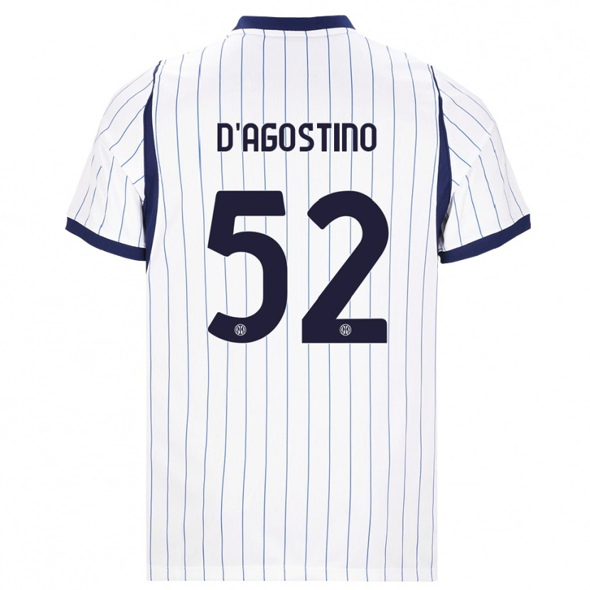 Danxen Femme Maillot Giovanni D'agostino #52 Blanc Bleu Marine Tenues Extérieur 2026/27 T-Shirt