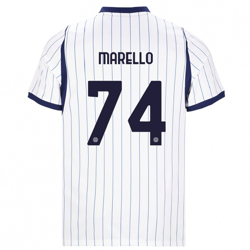 Danxen Femme Maillot Mattia Marello #74 Blanc Bleu Marine Tenues Extérieur 2026/27 T-Shirt