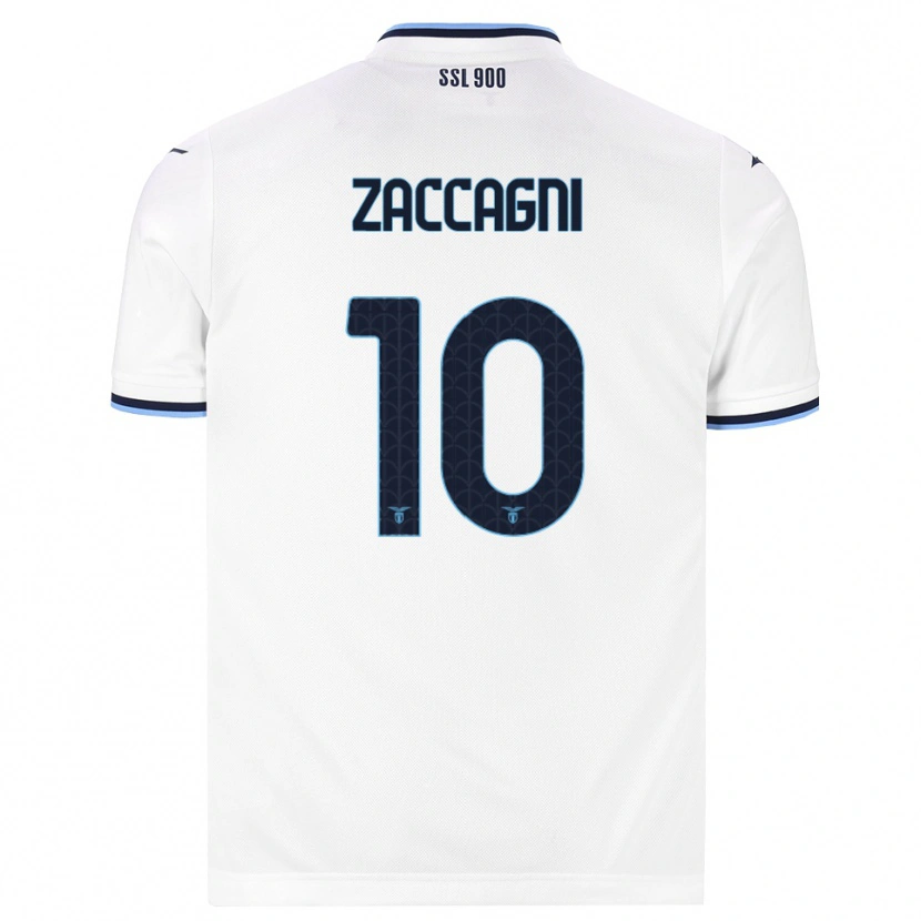 Danxen Femme Maillot Mattia Zaccagni #10 Blanc Bleu Marine Tenues Extérieur 2026/27 T-Shirt