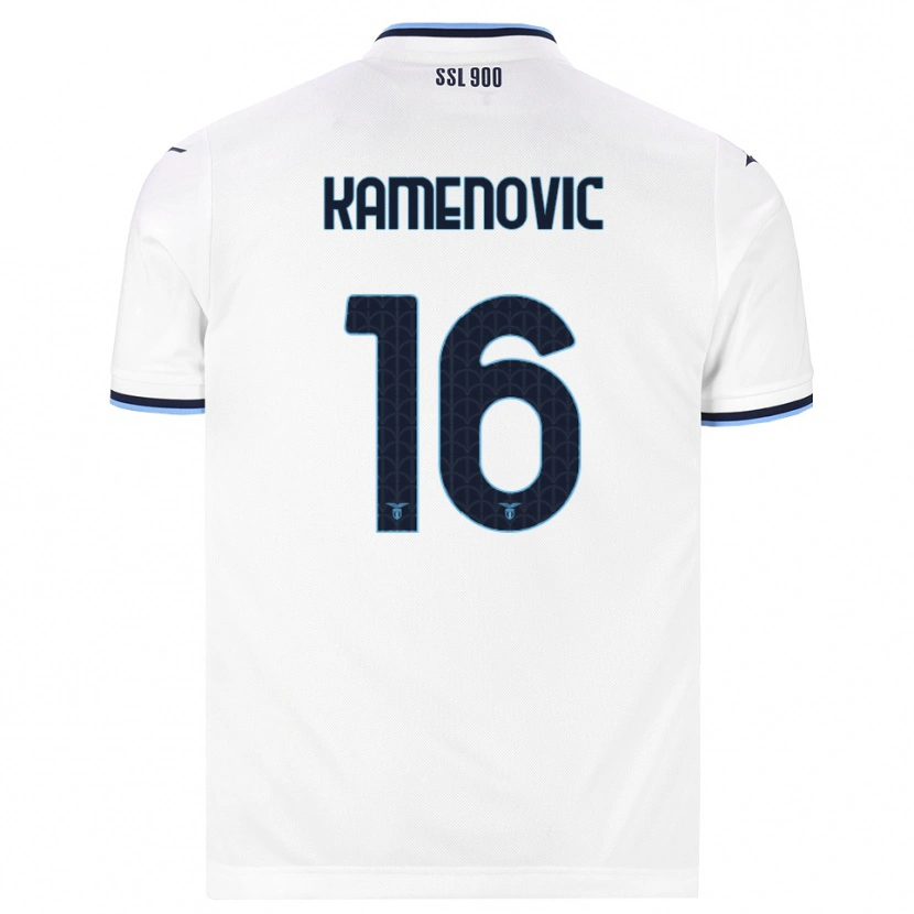 Danxen Femme Maillot Dimitrije Kamenovic #16 Blanc Bleu Marine Tenues Extérieur 2026/27 T-Shirt