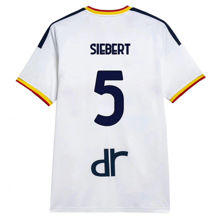 Danxen Femme Maillot Jamil Siebert #5 Blanc Jaune Rouge Tenues Extérieur 2026/27 T-Shirt