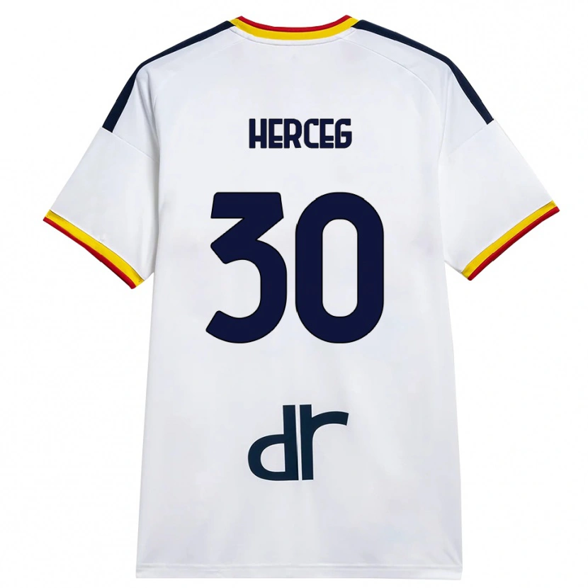 Danxen Femme Maillot Lovro Herceg #30 Blanc Jaune Rouge Tenues Extérieur 2026/27 T-Shirt