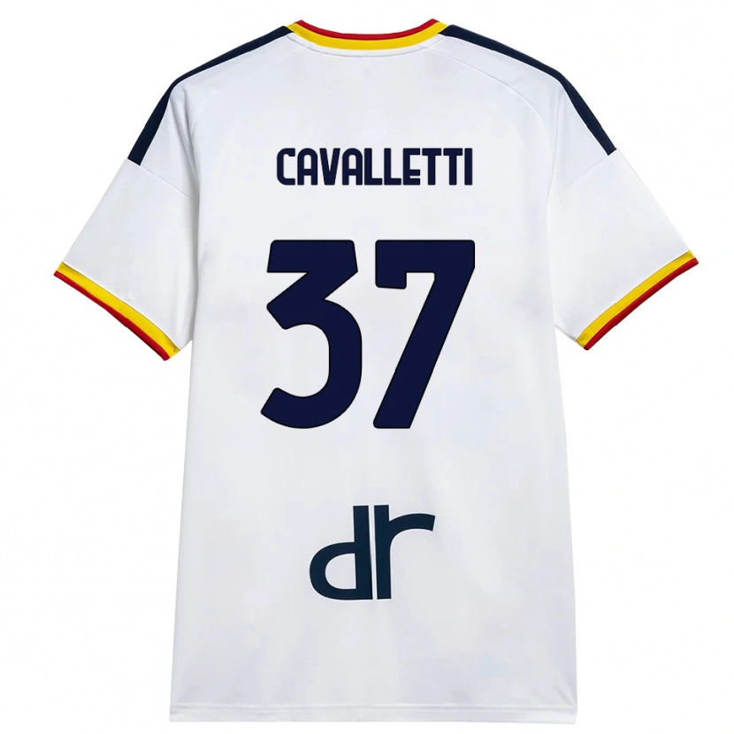 Danxen Femme Maillot Cristian Cavalletti #37 Blanc Jaune Rouge Tenues Extérieur 2026/27 T-Shirt