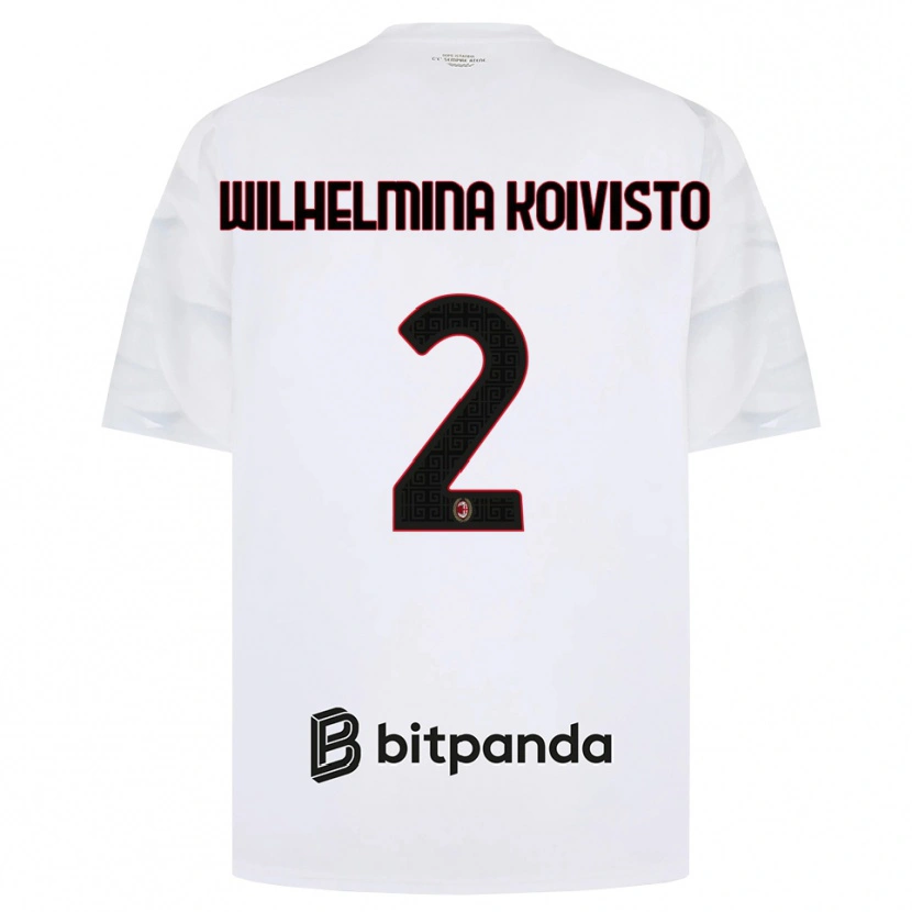 Danxen Femme Maillot Emma Wilhelmina Koivisto #2 Blanc Rouge Noir Tenues Extérieur 2026/27 T-Shirt
