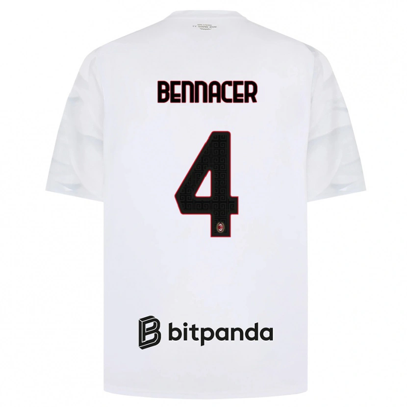 Danxen Femme Maillot Ismael Bennacer #4 Blanc Rouge Noir Tenues Extérieur 2026/27 T-Shirt