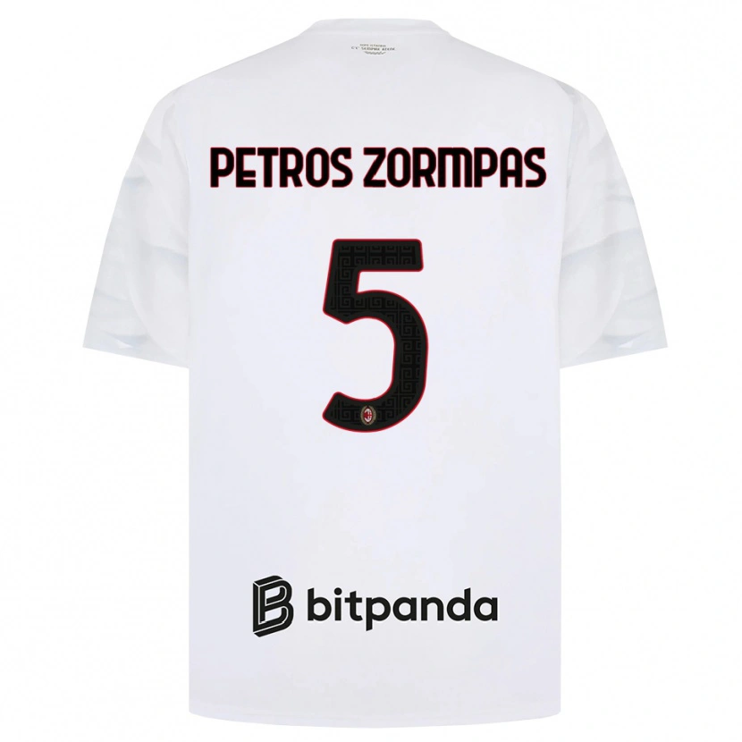 Danxen Femme Maillot Spyridon Petros Zorbas #5 Blanc Rouge Noir Tenues Extérieur 2026/27 T-Shirt