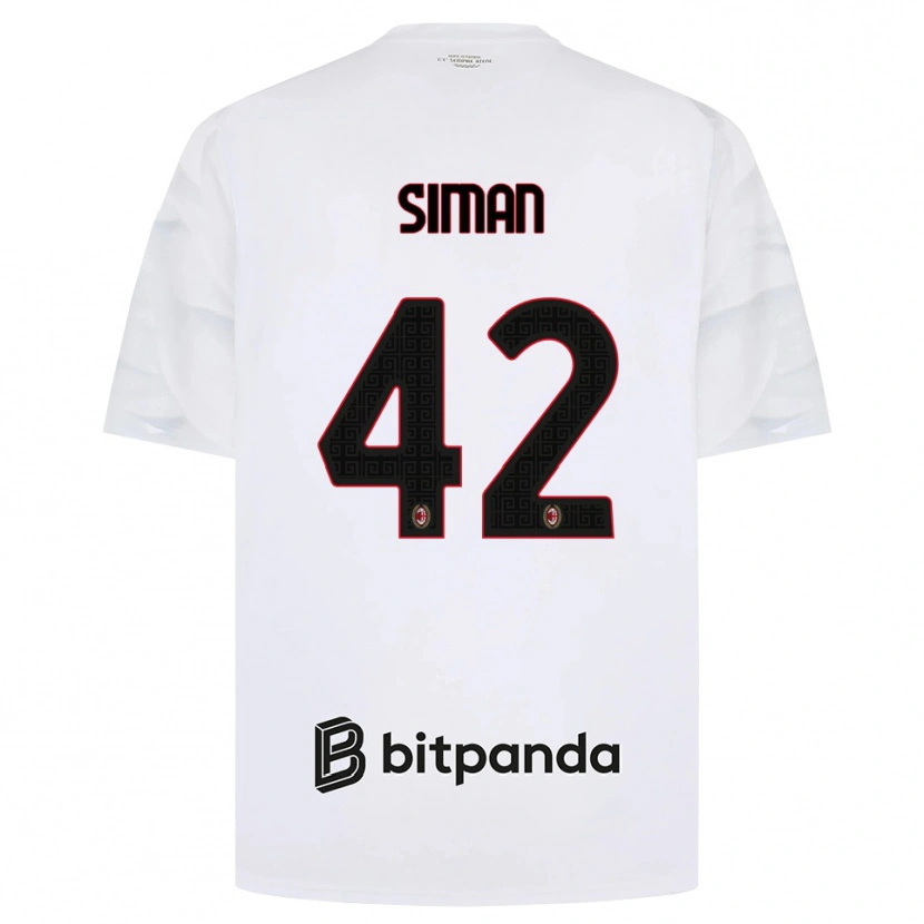 Danxen Femme Maillot Alexandru Șiman #42 Blanc Rouge Noir Tenues Extérieur 2026/27 T-Shirt