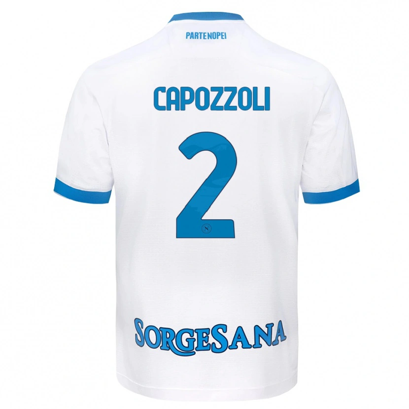 Danxen Femme Maillot Emanuele Capozzoli #2 Blanc Bleu Ciel Tenues Extérieur 2026/27 T-Shirt