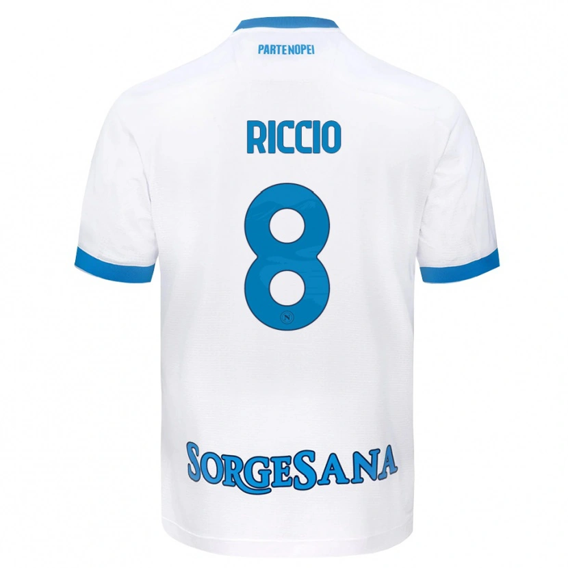 Danxen Femme Maillot Luigi Riccio #8 Blanc Bleu Ciel Tenues Extérieur 2026/27 T-Shirt