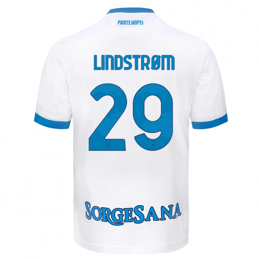 Danxen Femme Maillot Jesper Lindstrøm #29 Blanc Bleu Ciel Tenues Extérieur 2026/27 T-Shirt
