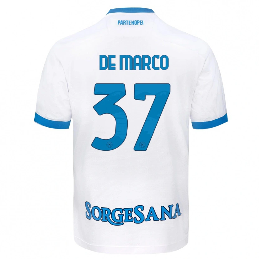 Danxen Femme Maillot Francesco De Marco #37 Blanc Bleu Ciel Tenues Extérieur 2026/27 T-Shirt