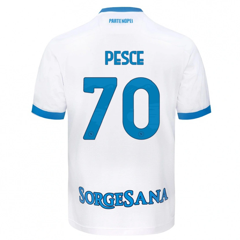 Danxen Femme Maillot Antonio Pesce #70 Blanc Bleu Ciel Tenues Extérieur 2026/27 T-Shirt