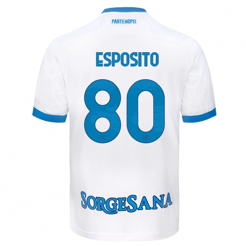 Danxen Femme Maillot Luigi Esposito #80 Blanc Bleu Ciel Tenues Extérieur 2026/27 T-Shirt