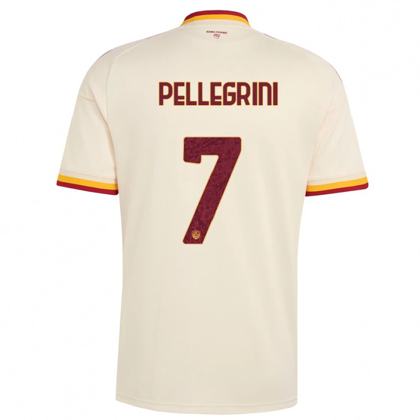 Danxen Femme Maillot Lorenzo Pellegrini #7 Champagne Rouge Jaune Tenues Extérieur 2026/27 T-Shirt