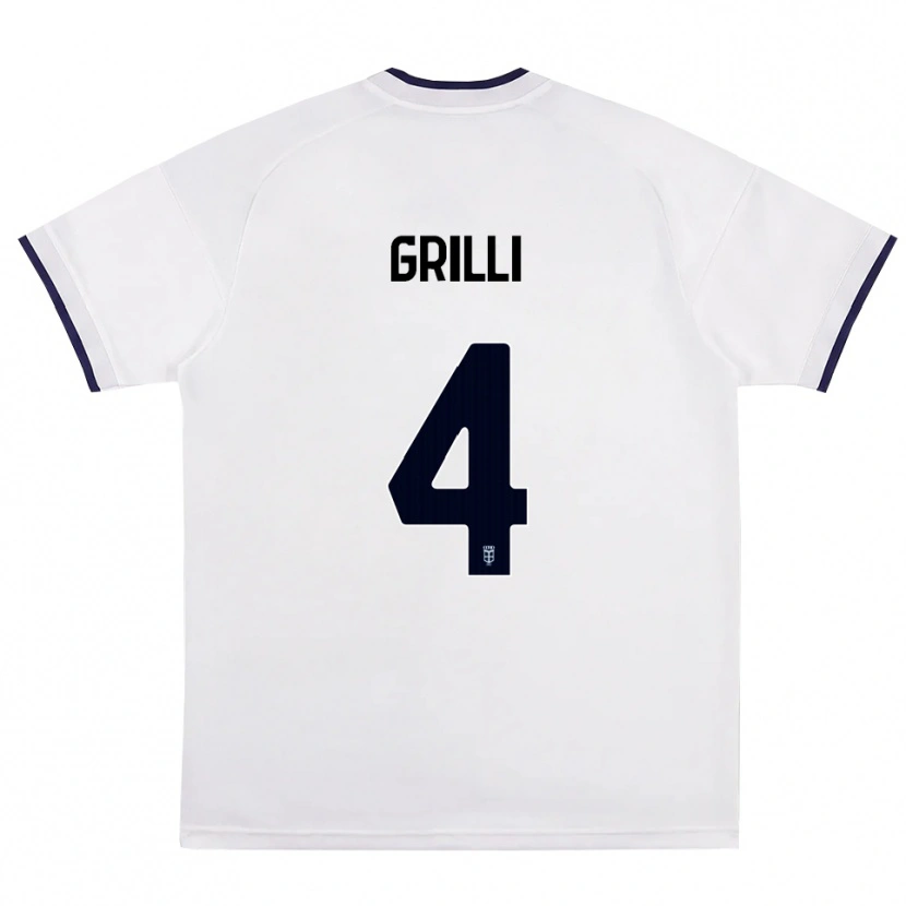 Danxen Femme Maillot Federico Grilli #4 Blanc Rouge Bleu Royal Tenues Extérieur 2026/27 T-Shirt