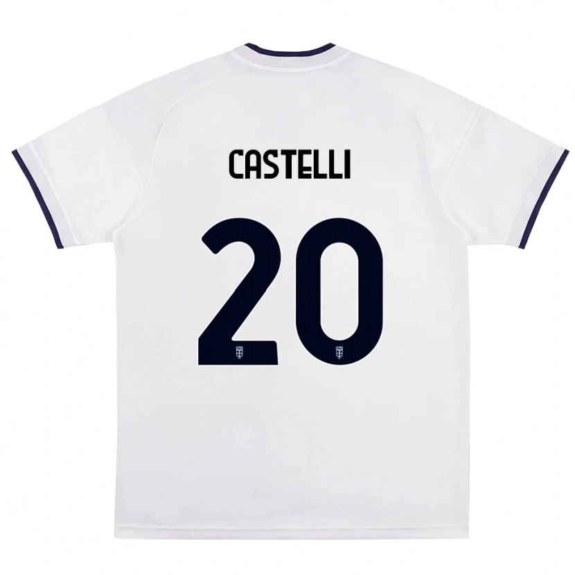 Danxen Femme Maillot Matteo Castelli #20 Blanc Rouge Bleu Royal Tenues Extérieur 2026/27 T-Shirt