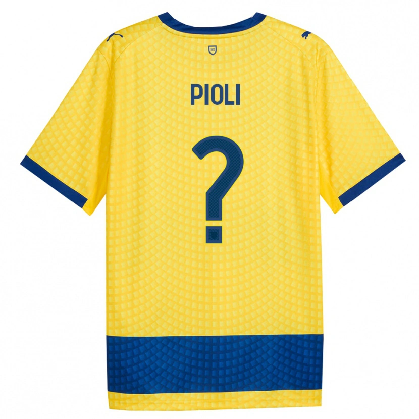 Danxen Femme Maillot Federico Pioli #0 Jaune Bleu Noir Tenues Extérieur 2026/27 T-Shirt