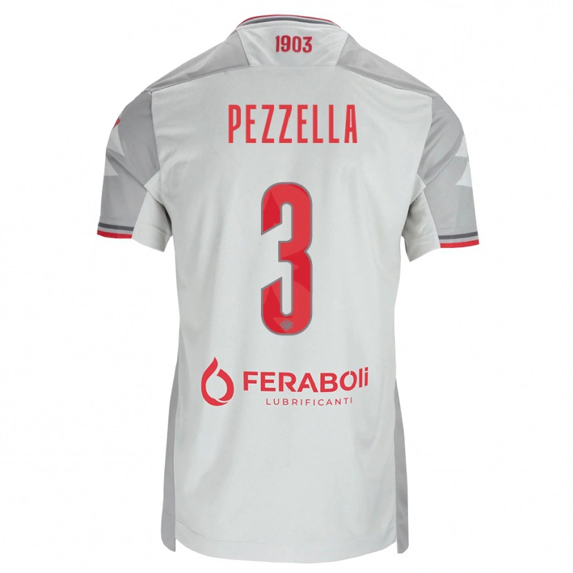 Danxen Femme Maillot Giuseppe Pezzella #3 Gris Blanc Rouge Tenues Extérieur 2026/27 T-Shirt