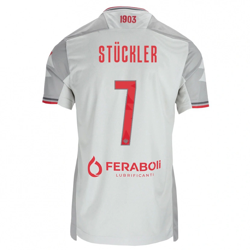 Danxen Femme Maillot David Stückler #7 Gris Blanc Rouge Tenues Extérieur 2026/27 T-Shirt
