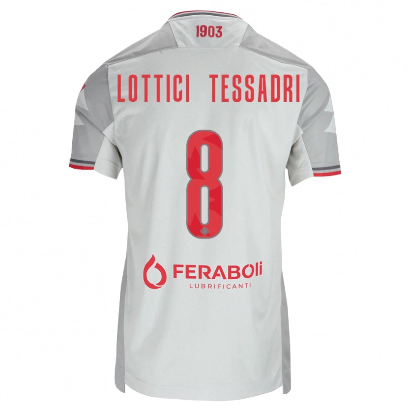 Danxen Femme Maillot Simone Lottici Tessadri #8 Gris Blanc Rouge Tenues Extérieur 2026/27 T-Shirt