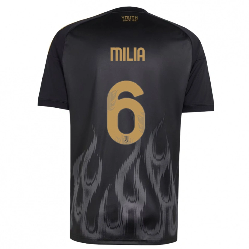 Danxen Femme Maillot Nicolò Milia #6 Noir Marron Troisieme 2026/27 T-Shirt