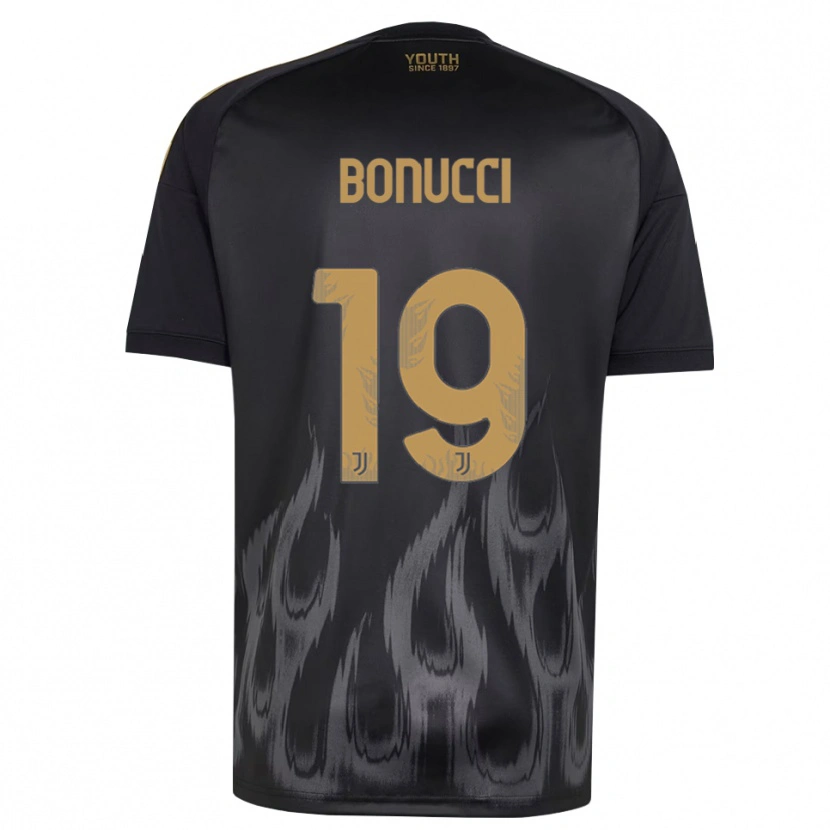 Danxen Femme Maillot Leonardo Bonucci #19 Noir Marron Troisieme 2026/27 T-Shirt