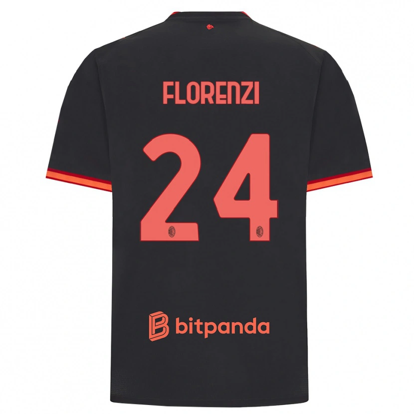 Danxen Femme Maillot Alessandro Florenzi #24 Rouge Noir Troisieme 2026/27 T-Shirt