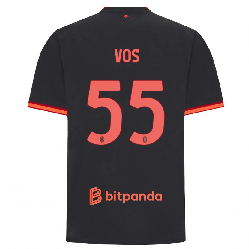Danxen Femme Maillot Silvano Vos #55 Rouge Noir Troisieme 2026/27 T-Shirt