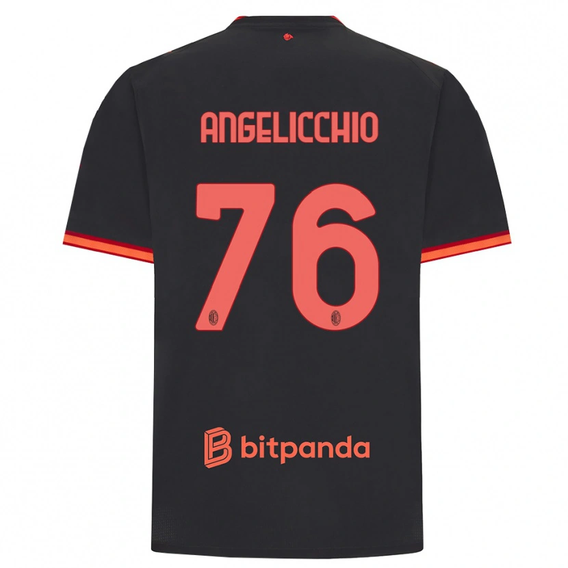 Danxen Femme Maillot Mattia Angelicchio #76 Rouge Noir Troisieme 2026/27 T-Shirt