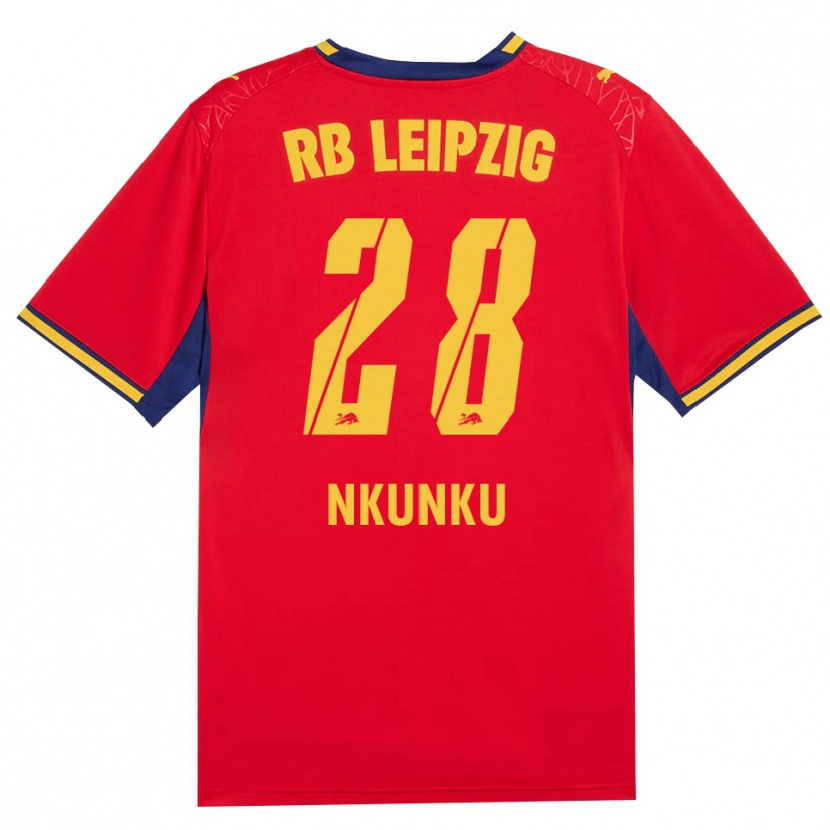 Danxen Enfant Maillot Christopher Nkunku #28 Rouge Jaune Bleu Roi Tenues Extérieur 2026/27 T-Shirt