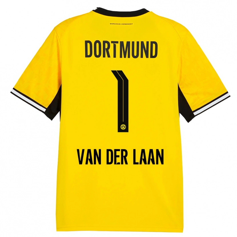Danxen Enfant Maillot Laura Van Der Laan #1 Jaune Noir Blanc Tenues Domicile 2026/27 T-Shirt