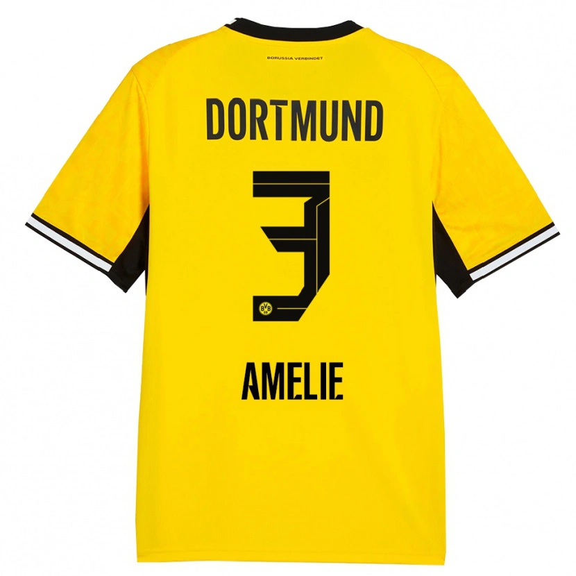 Danxen Enfant Maillot Berger Amelie #3 Jaune Noir Blanc Tenues Domicile 2026/27 T-Shirt
