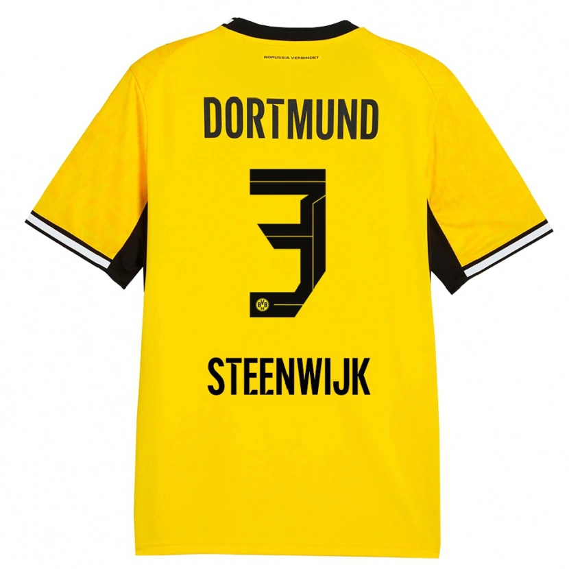 Danxen Enfant Maillot Jenske Steenwijk #3 Jaune Noir Blanc Tenues Domicile 2026/27 T-Shirt