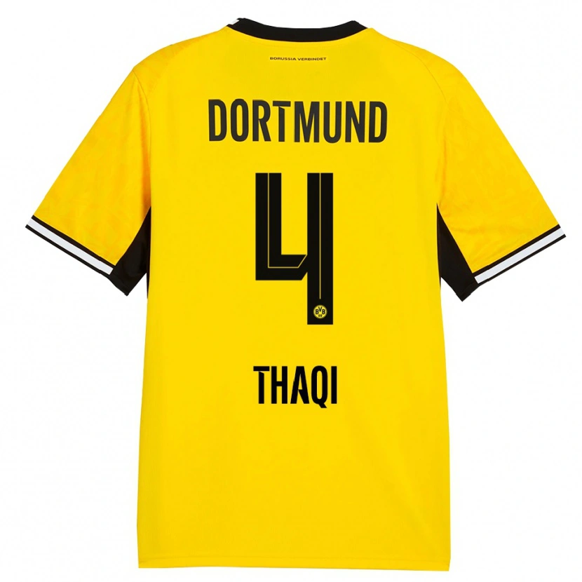 Danxen Enfant Maillot Albin Thaqi #4 Jaune Noir Blanc Tenues Domicile 2026/27 T-Shirt