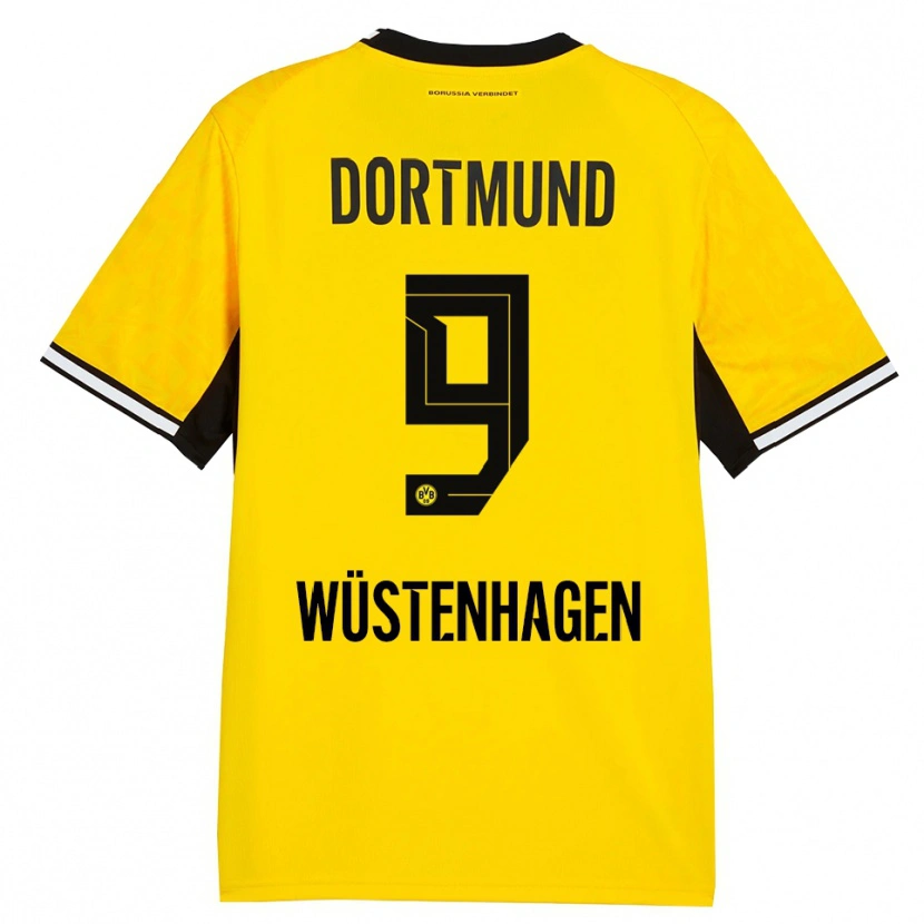 Danxen Enfant Maillot Bennedikt Wüstenhagen #9 Jaune Noir Blanc Tenues Domicile 2026/27 T-Shirt