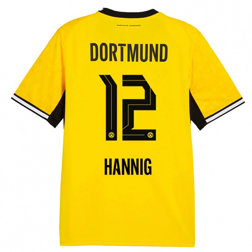 Danxen Enfant Maillot Paul Hannig #12 Jaune Noir Blanc Tenues Domicile 2026/27 T-Shirt