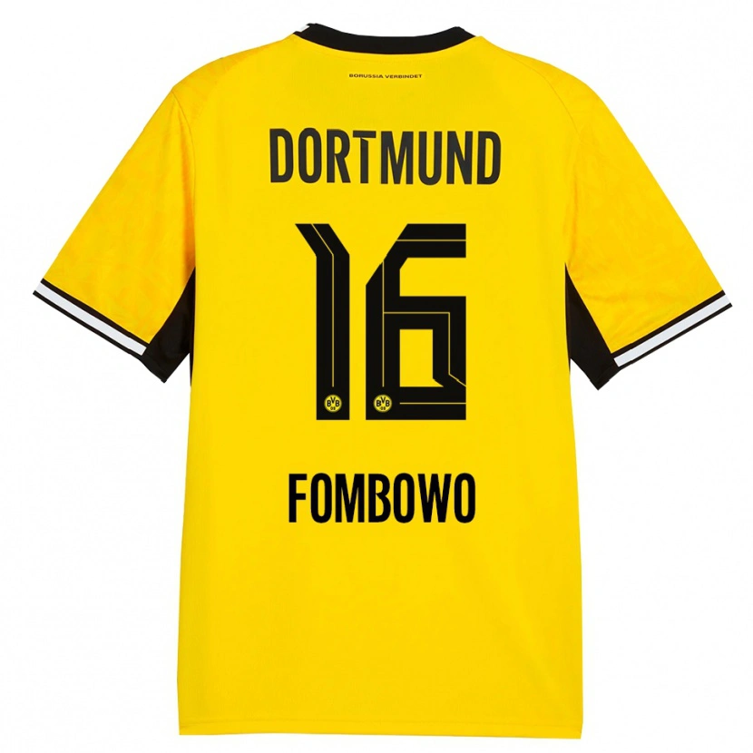 Danxen Enfant Maillot Christian Fombowo #16 Jaune Noir Blanc Tenues Domicile 2026/27 T-Shirt