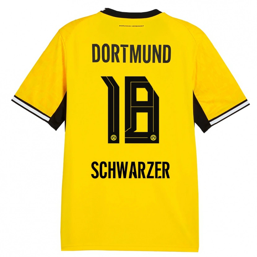 Danxen Enfant Maillot Jonas Schwarzer #18 Jaune Noir Blanc Tenues Domicile 2026/27 T-Shirt