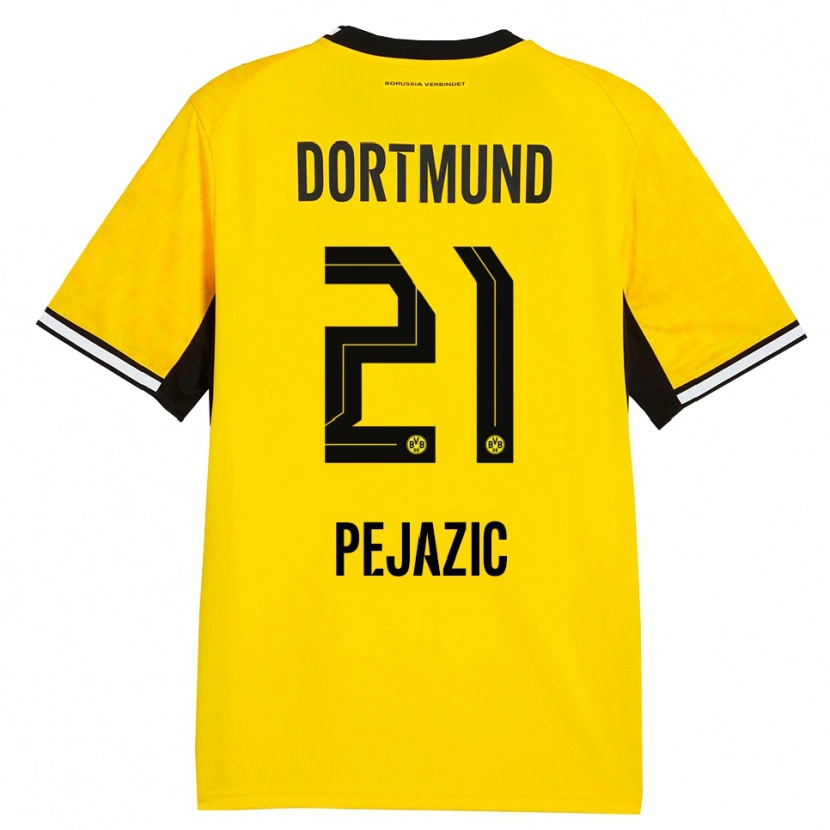 Danxen Enfant Maillot Mario Pejazic #21 Jaune Noir Blanc Tenues Domicile 2026/27 T-Shirt