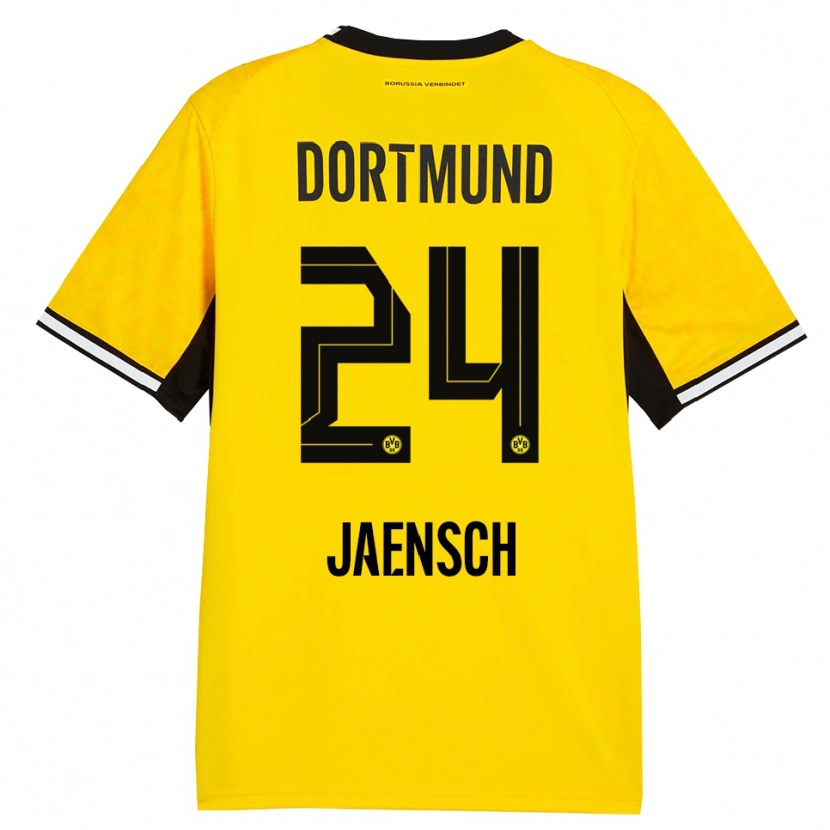 Danxen Enfant Maillot Johann Jaensch #24 Jaune Noir Blanc Tenues Domicile 2026/27 T-Shirt