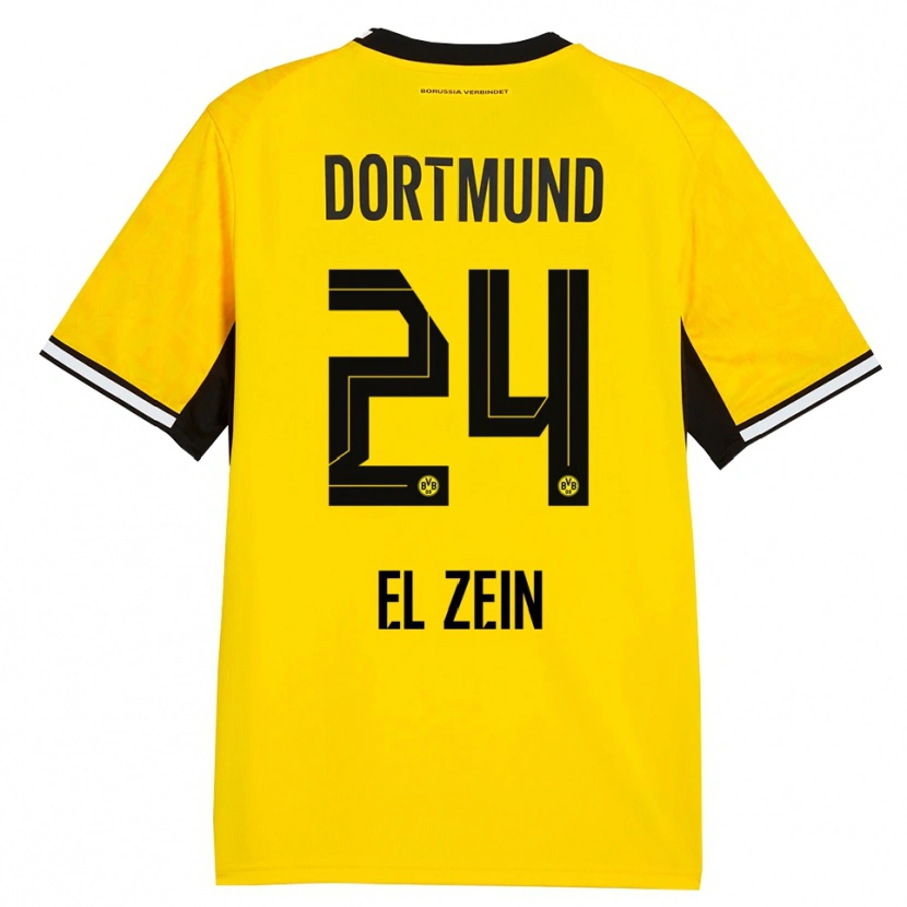 Danxen Enfant Maillot Abu-Bekir Omer El-Zein #24 Jaune Noir Blanc Tenues Domicile 2026/27 T-Shirt