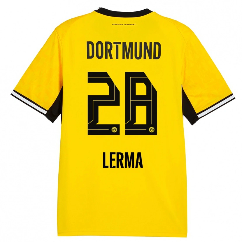 Danxen Enfant Maillot Justin Lerma #28 Jaune Noir Blanc Tenues Domicile 2026/27 T-Shirt