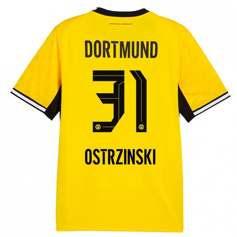 Danxen Enfant Maillot Silas Ostrzinski #31 Jaune Noir Blanc Tenues Domicile 2026/27 T-Shirt