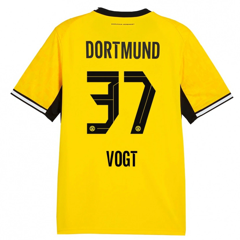 Danxen Enfant Maillot Levin Vogt #37 Jaune Noir Blanc Tenues Domicile 2026/27 T-Shirt