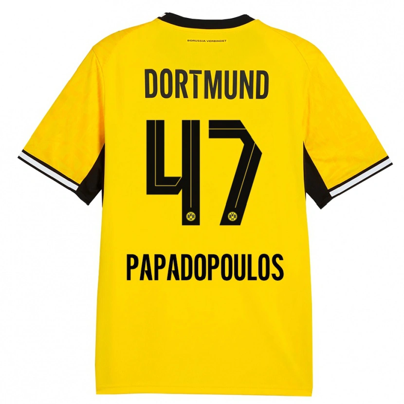 Danxen Enfant Maillot Antonios Papadopoulos #47 Jaune Noir Blanc Tenues Domicile 2026/27 T-Shirt