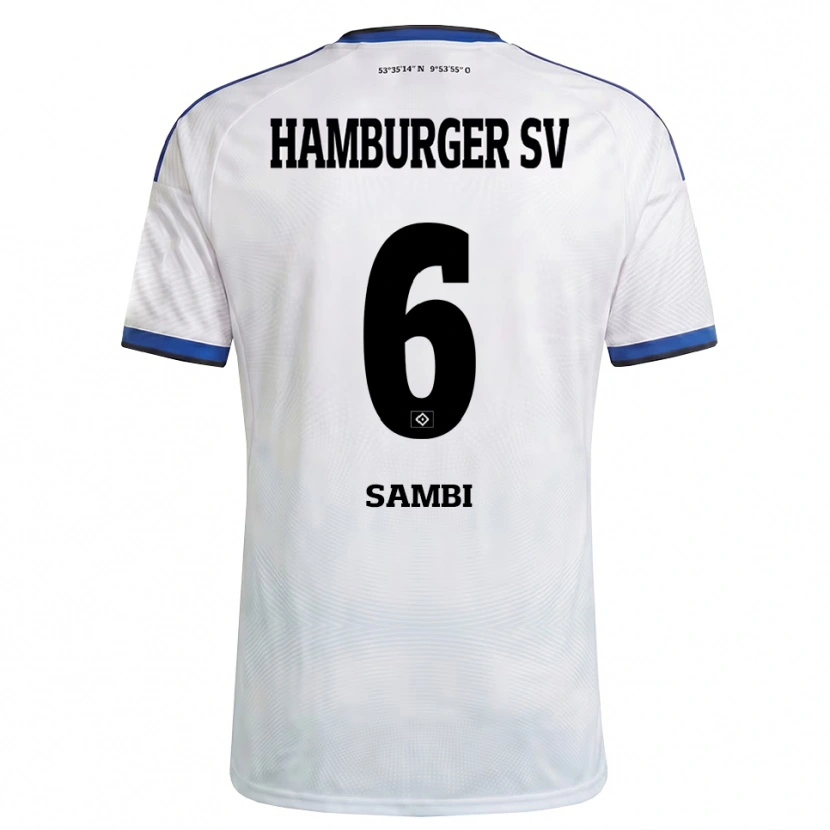 Danxen Enfant Maillot Albert Sambi Lokonga #6 Blanc Noir Bleu Tenues Domicile 2026/27 T-Shirt